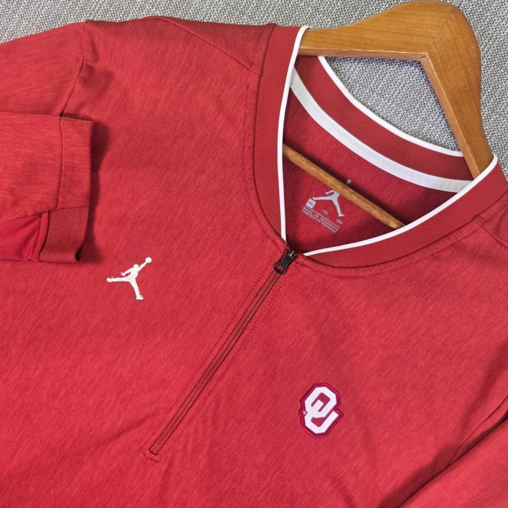 Oklahoma Sooners Mens XXL Nike Jordan Brand Crimson Red Dri-FIT Sideline 1/4 Zip